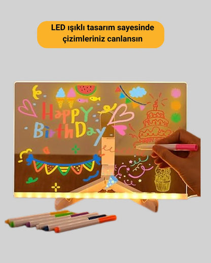 LED Aydınlatmalı Yazı ve Çizim Panosu