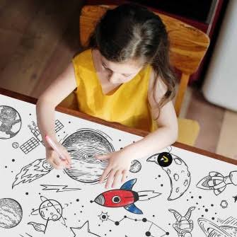 Uzay Temalı Yıkanabilir Boyama Örtüsü